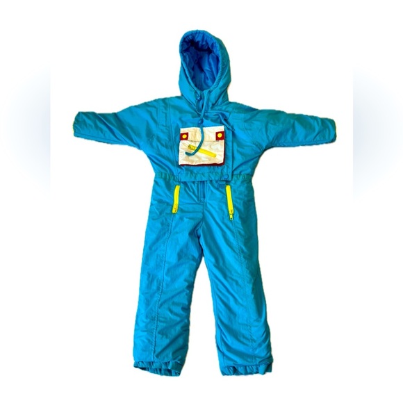 Other - Vintage OSSI SKIWEAR SKI SUIT - Kids Size 4 Blue, Yellow, Red - HONG KONG
